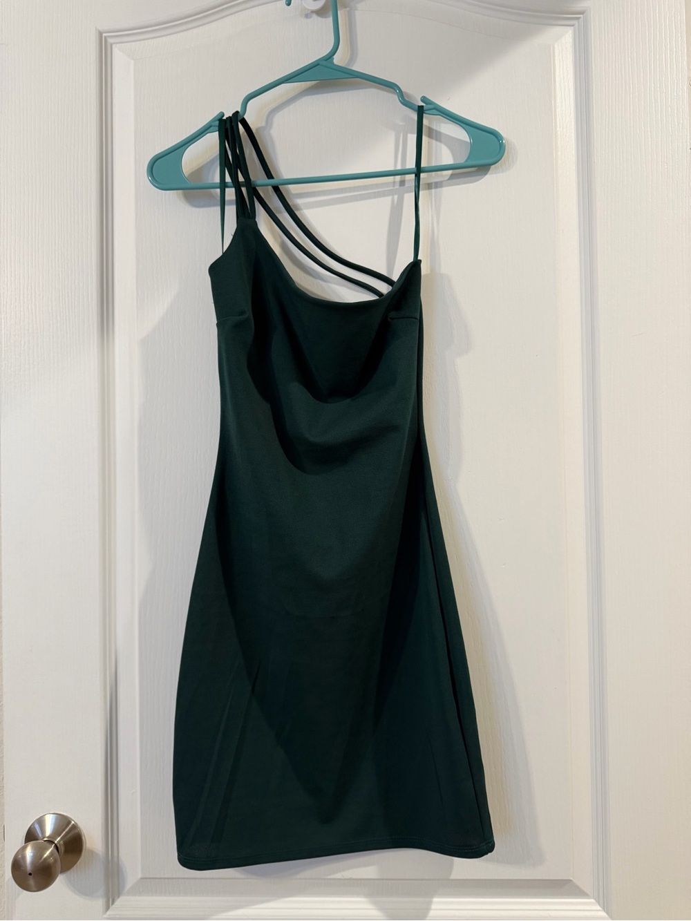 Windsor Dark Green Double-Strap Mini Bodycon Dress, Small